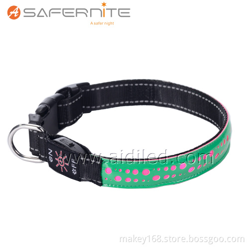 Christmas Leather Led Flashing Light Pet Dog Collar